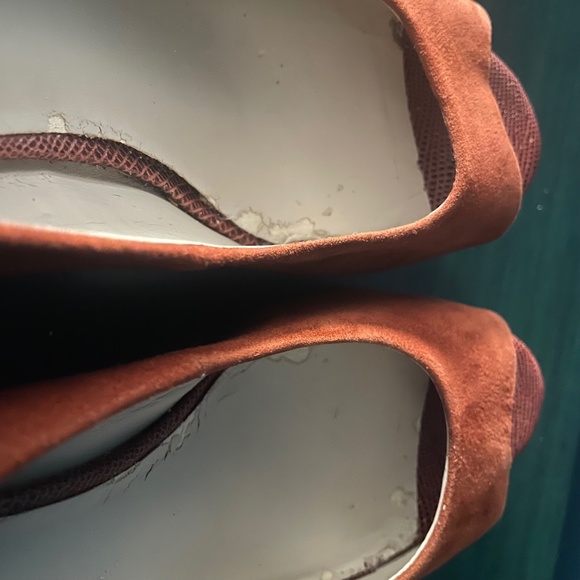 Franco Sarto ‘Surf’ Suede Peep Toe Wedge - Brown Rust - 7 - Picture 7 of 8